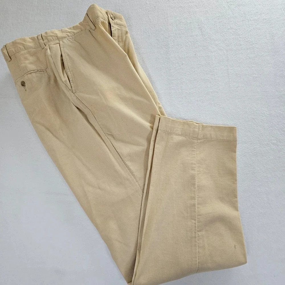 Polo Ralph Lauren Mens Cream Corduroy Pants‎ 34x32 Cotton Straight Leg Trousers